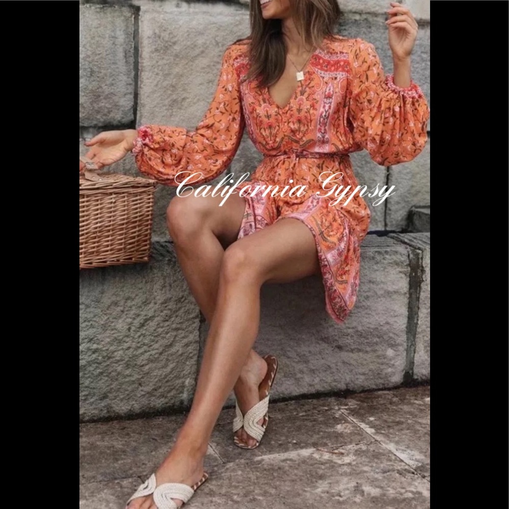 Floral Drawstring Mini Dress - Picture 6 of 15